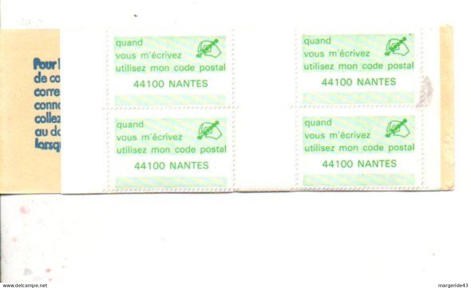 CARNET CODE POSTAL - 44100 NANTES VERT - Bmoques & Cuadernillos