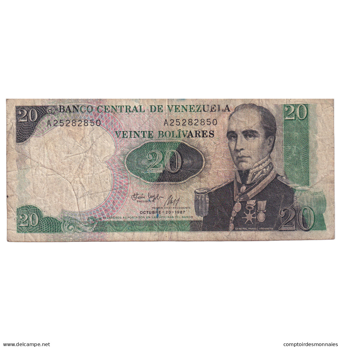 Billet, Venezuela, 20 Bolivares, 1987, 1987-10-20, KM:71, B+ - Venezuela