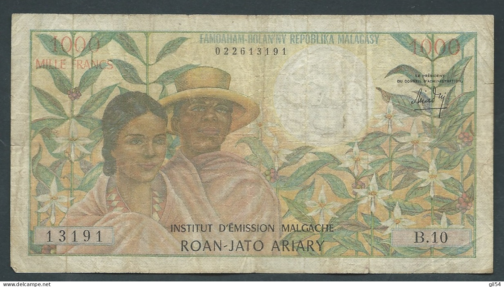 MADAGASCAR 1.000  Francs-  (1966 ) 13191 B.10 LAURA 12306 - Madagascar