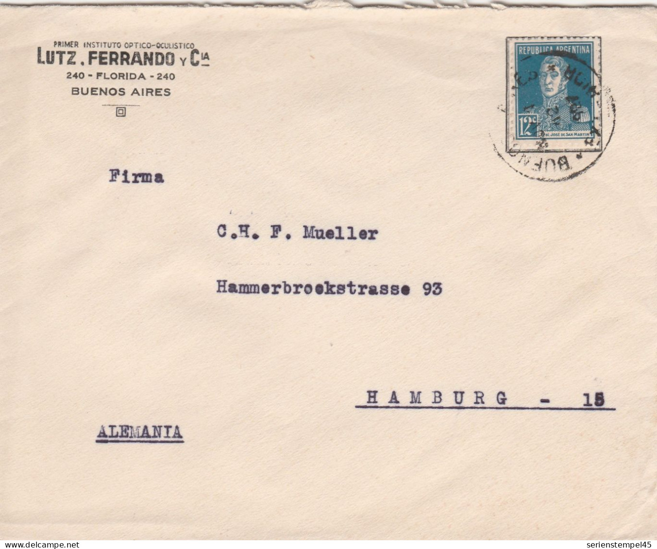 Argentinien  Brief Von Lutz Ferrando Buenos Aires Nach Hamburg - Cartas & Documentos
