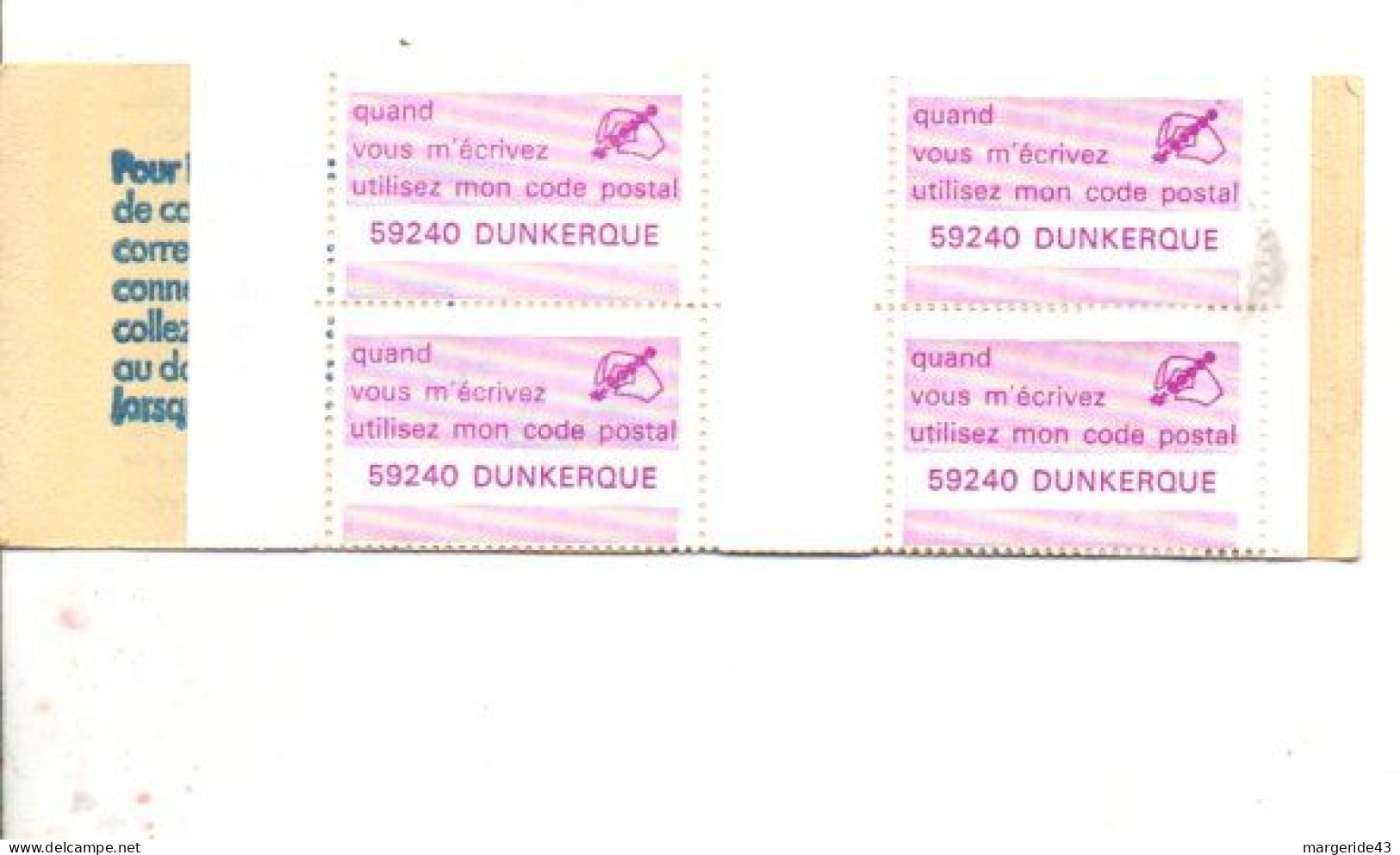 CARNET CODE POSTAL - 59240 DUNKERQUE LILAS - Blocs & Carnets