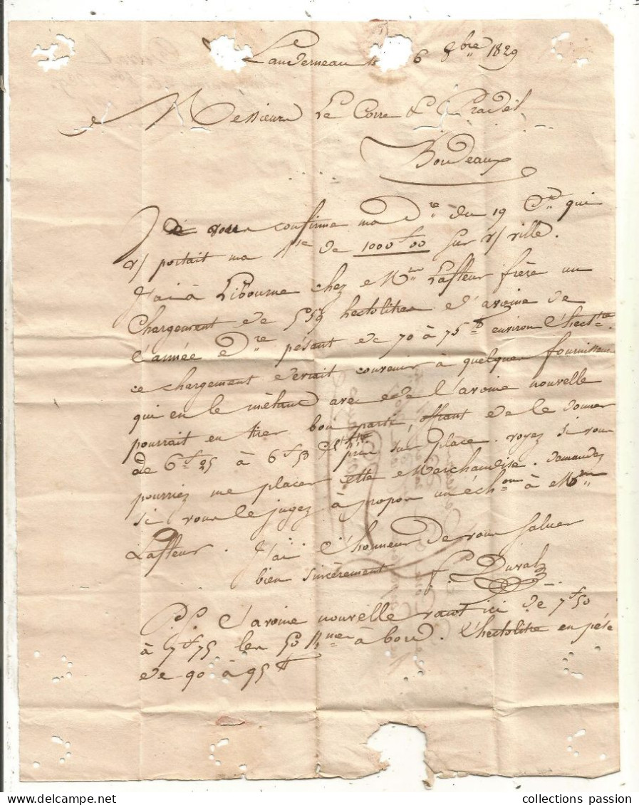 Lettre, Préphilatélie, Précurseurs XIX E Siècle, 1829, 28 LANDERNEAU,  3 Scans - 1801-1848: Précurseurs XIX