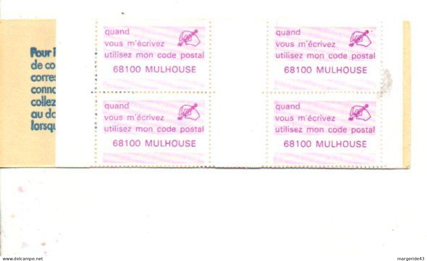 CARNET CODE POSTAL - 68100 MULHOUSE LILAS - Blokken & Postzegelboekjes