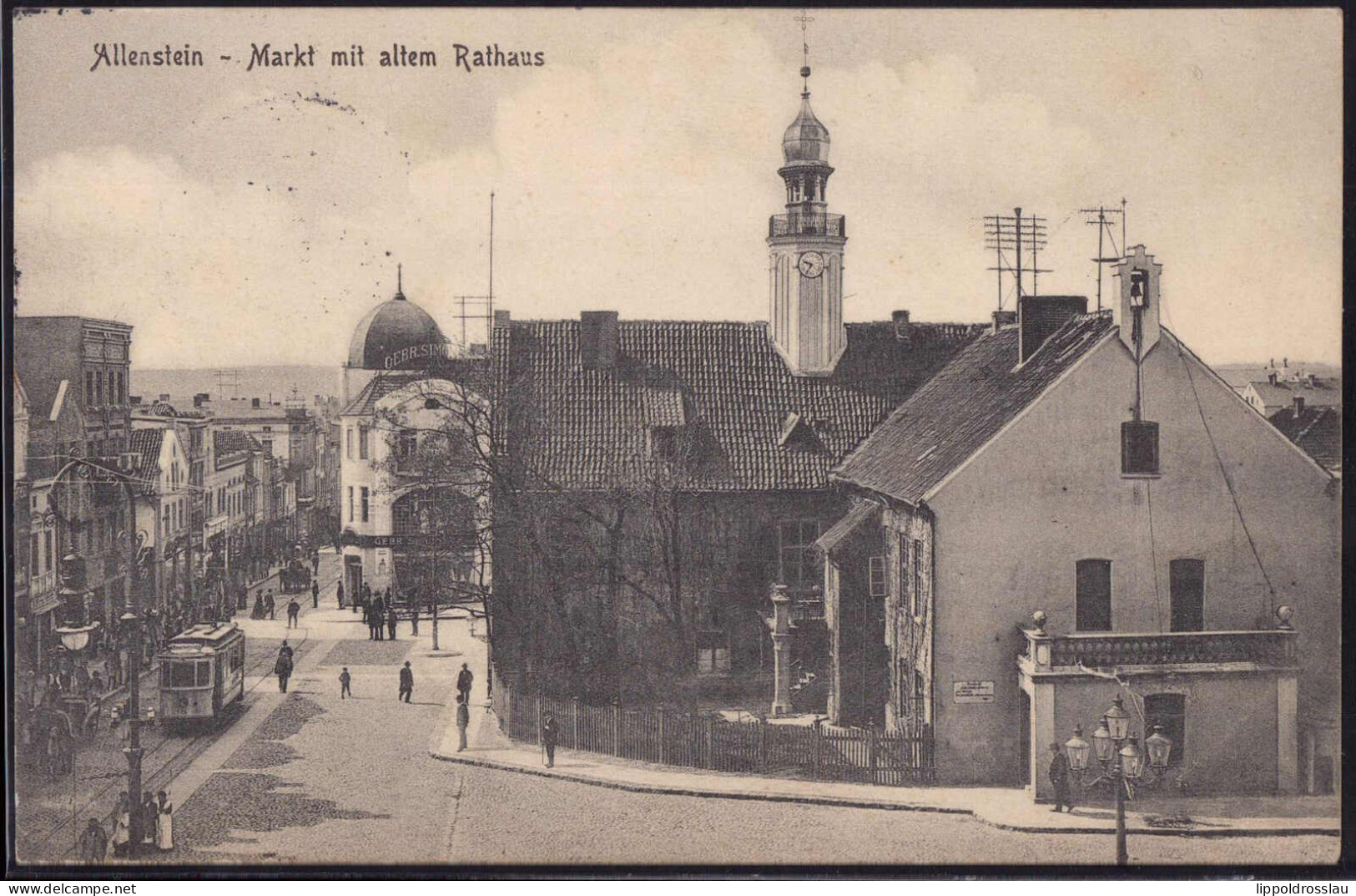 Gest. Allenstein Markt Rathaus, Feldpost 1917 - Ostpreussen