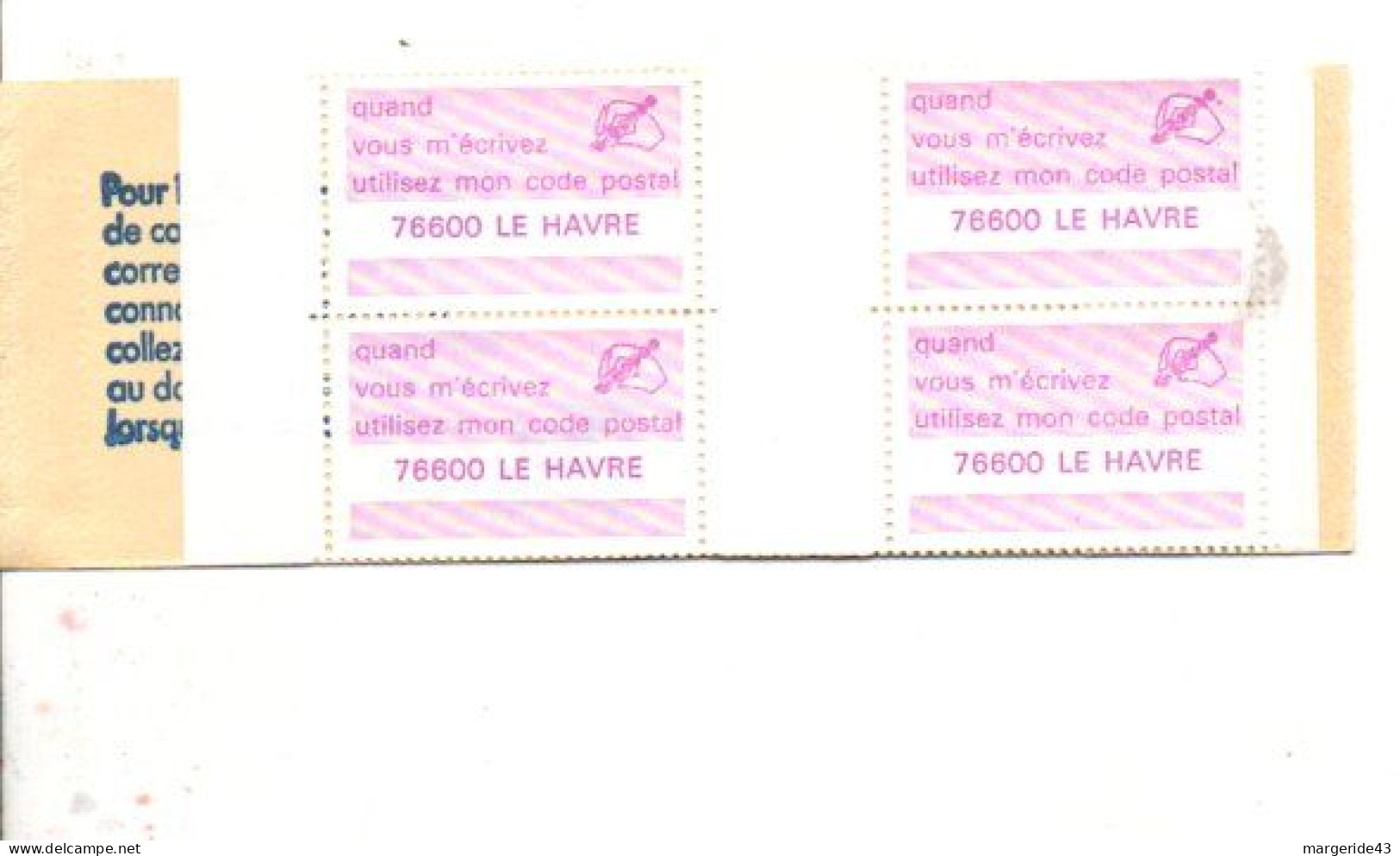 CARNET CODE POSTAL - 76000 LE HAVRE LILAS - Blocks & Sheetlets & Booklets