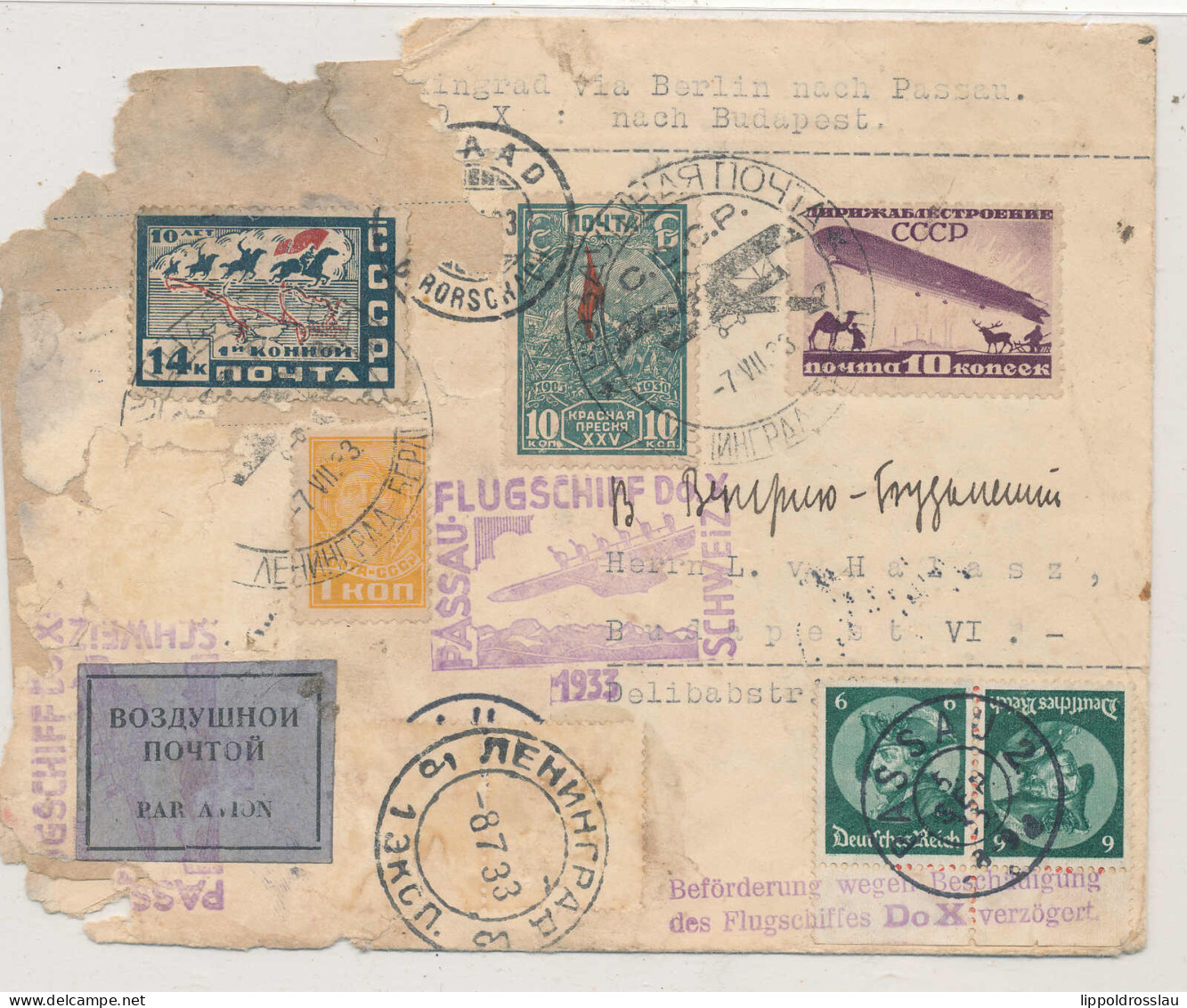 Gest., Brief Sowjetunion, Brief Mit DO-X Von Leningrad Via Berlin Nach Passau 7.7.1933, Haberer Spezial Nr. 43fm Harms 6 - Autres & Non Classés