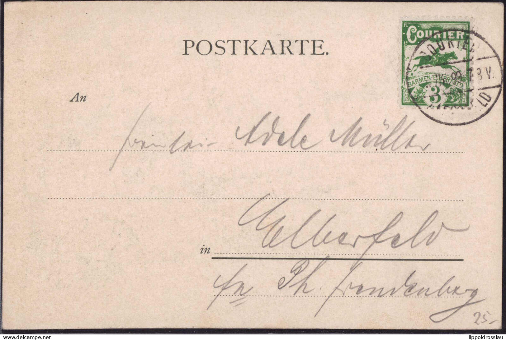 Gest. Stadtpost Courier Barmen-Elberfeld 1899 - Other & Unclassified