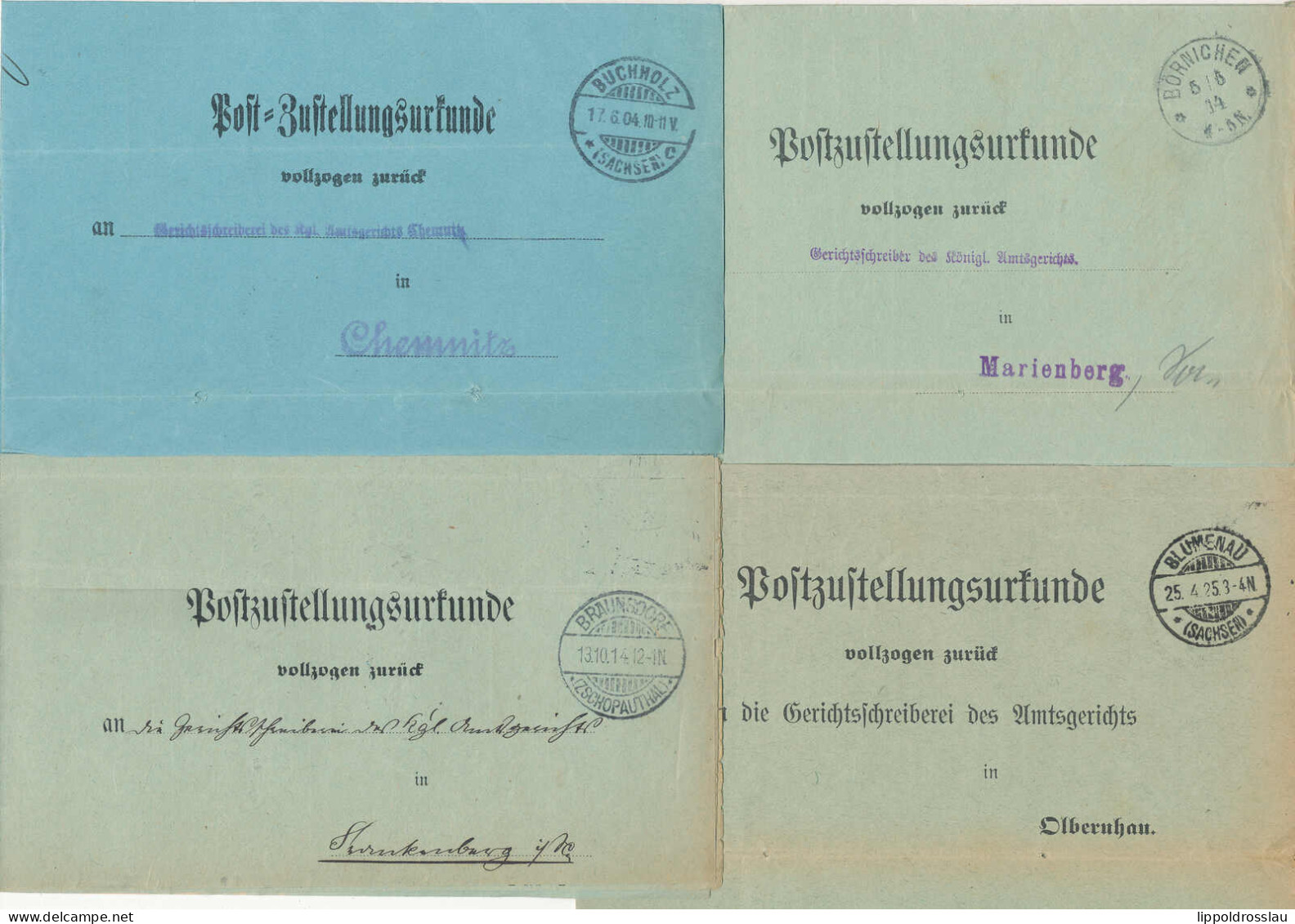 Gest. Deutsches Reich, Sammlung Von 140 Stck. Postzustellungsurkunden Nur Neue Bundesländer 1900-1920, Mit Auflistung Vo - Sonstige & Ohne Zuordnung