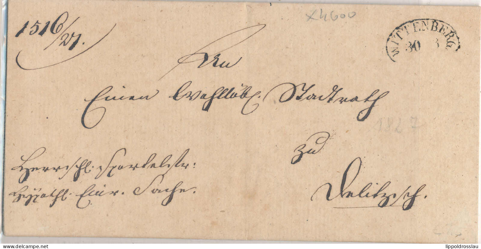 Gest. Wittenberg Vorphilabrief 1827 Nach Delitzsch - Sonstige & Ohne Zuordnung