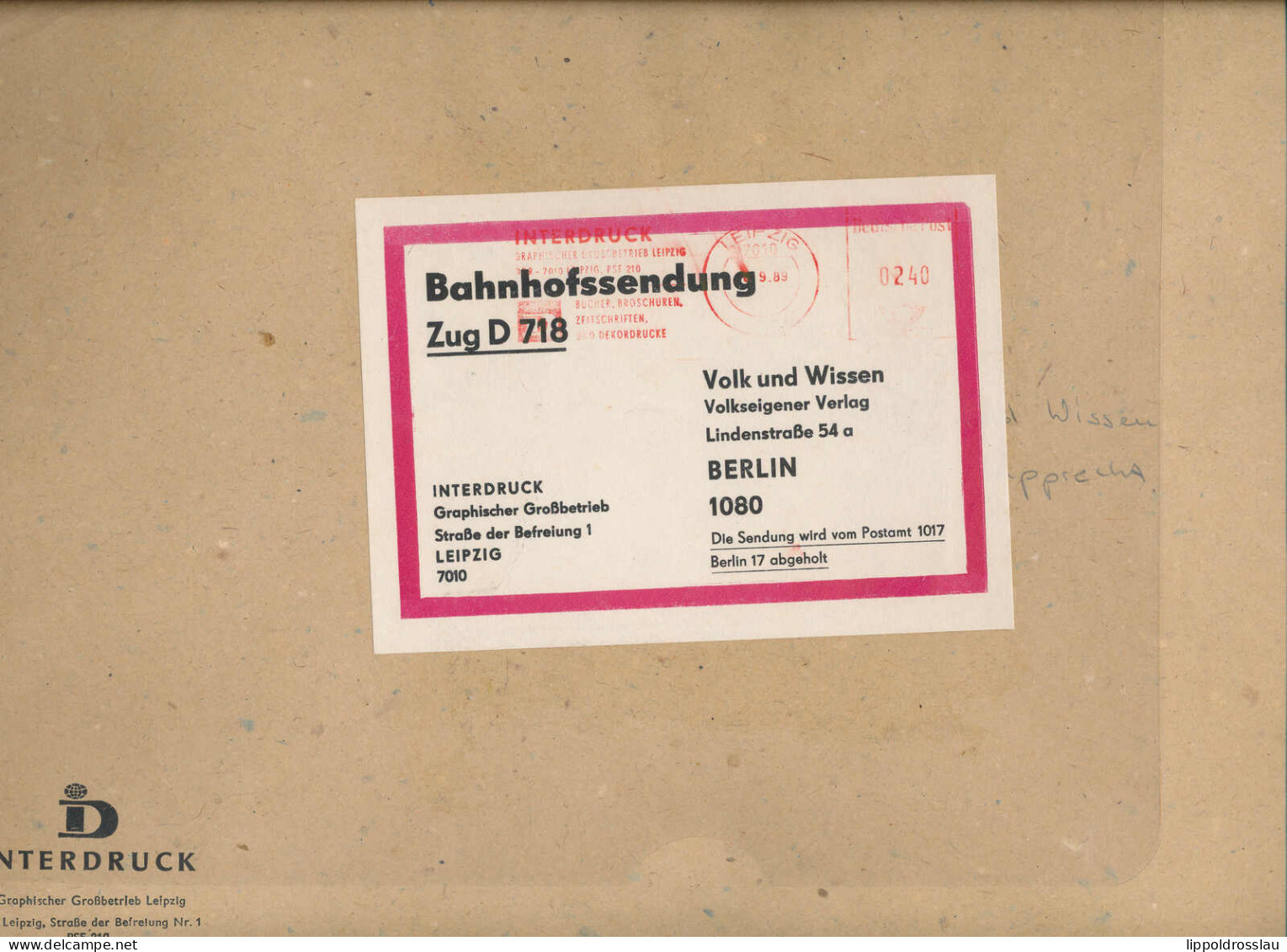 Bahnhofssendung Leipzig Berlin 1989 - Sonstige & Ohne Zuordnung