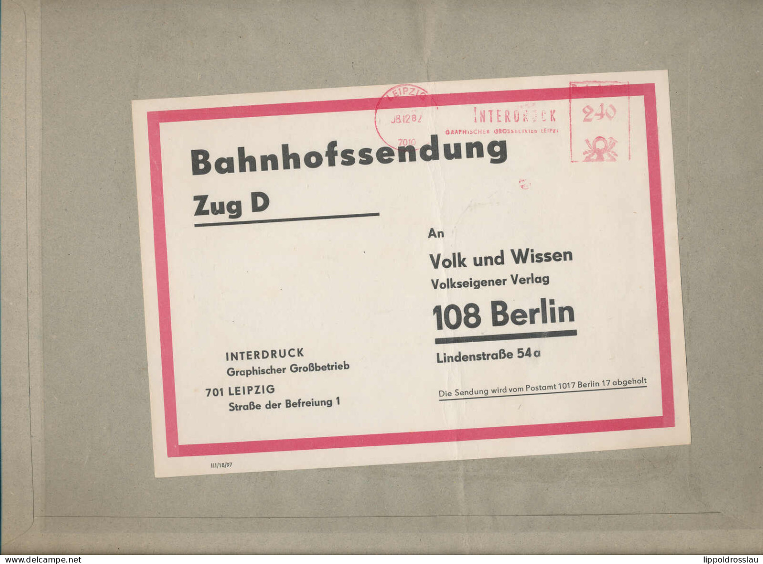 Bahnhofssendung Leipzig Berlin 1982 - Other & Unclassified