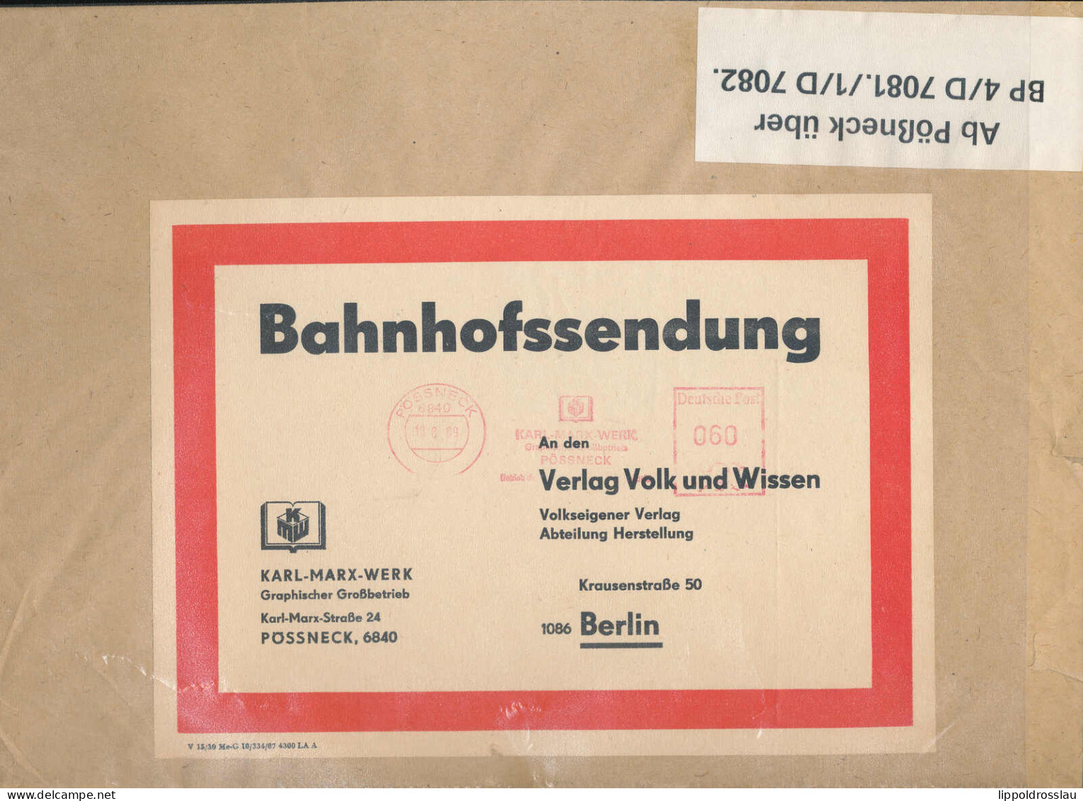 Bahnhofssendung Pössneck Berlin 1989 - Otros & Sin Clasificación