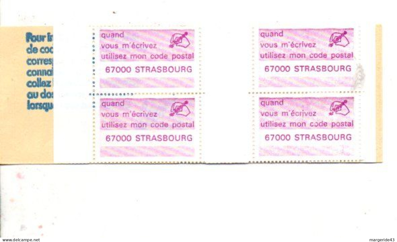 CARNET CODE POSTAL - 67000 STRASBOURG LILAS - Blocs & Carnets