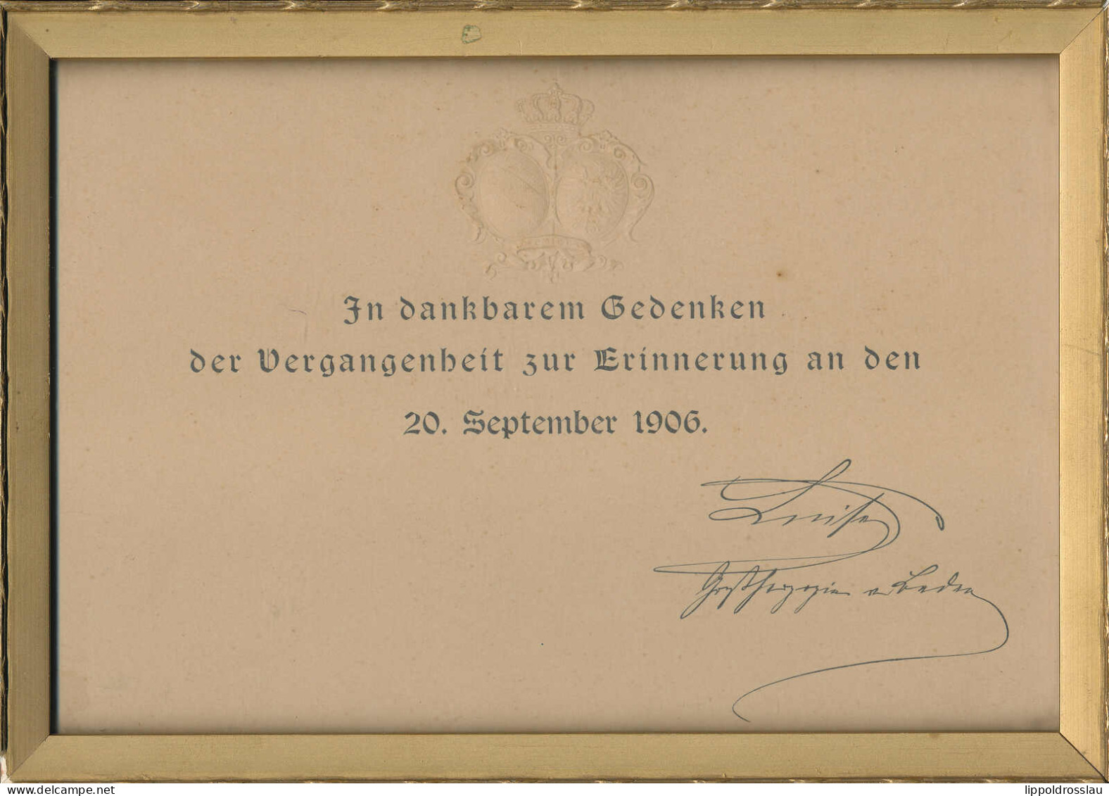 Erinnerungsblatt Aus Anlass Der Goldenen Hochzeit Des Großherzogspaares Von Baden 20. September 1906, Prägewappen, Gedr. - Unclassified