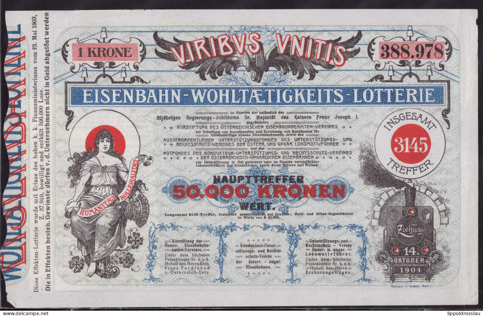 Österreich Lotterielos Eisenbahn 1904 - Sin Clasificación
