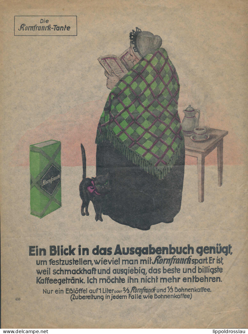 Reklameblatt 28x22 Cm Kornfranck-Tante Col. Druck Auf Pergament, Selten - Sin Clasificación
