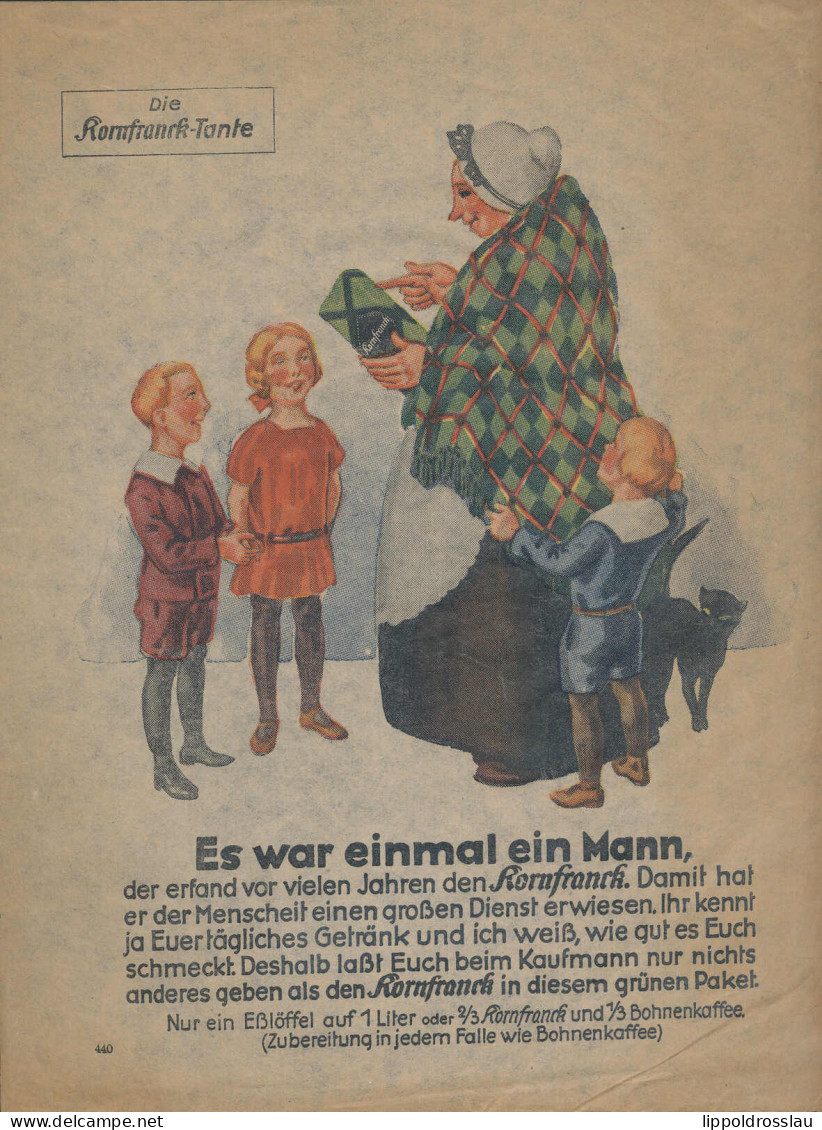 Reklameblatt 28x22 Cm Kornfranck-Tante Col. Druck Auf Pergament, Selten - Unclassified