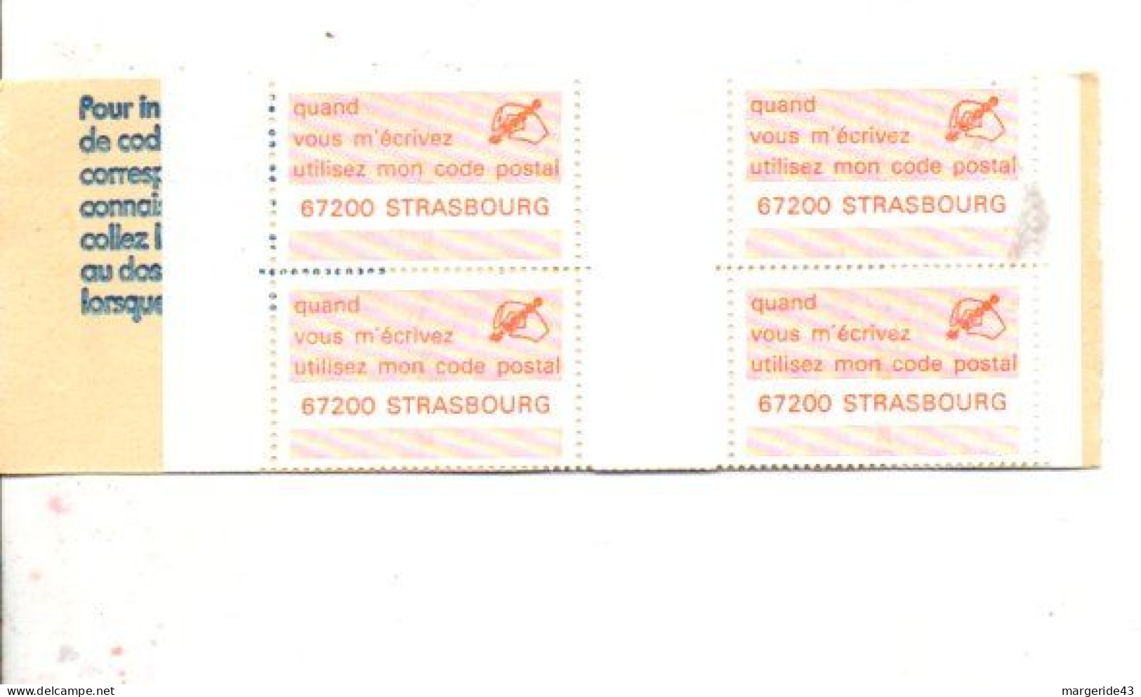 CARNET CODE POSTAL - 67200 STRASBOURG JAUNE - Bmoques & Cuadernillos