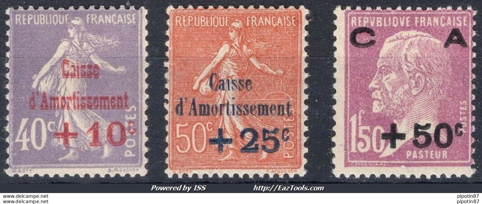 FRANCE SERIE CAISSE D'AMORTISSEMENT N° 249/251 NEUF ** SANS CHARNIERE A VOIR - Unused Stamps