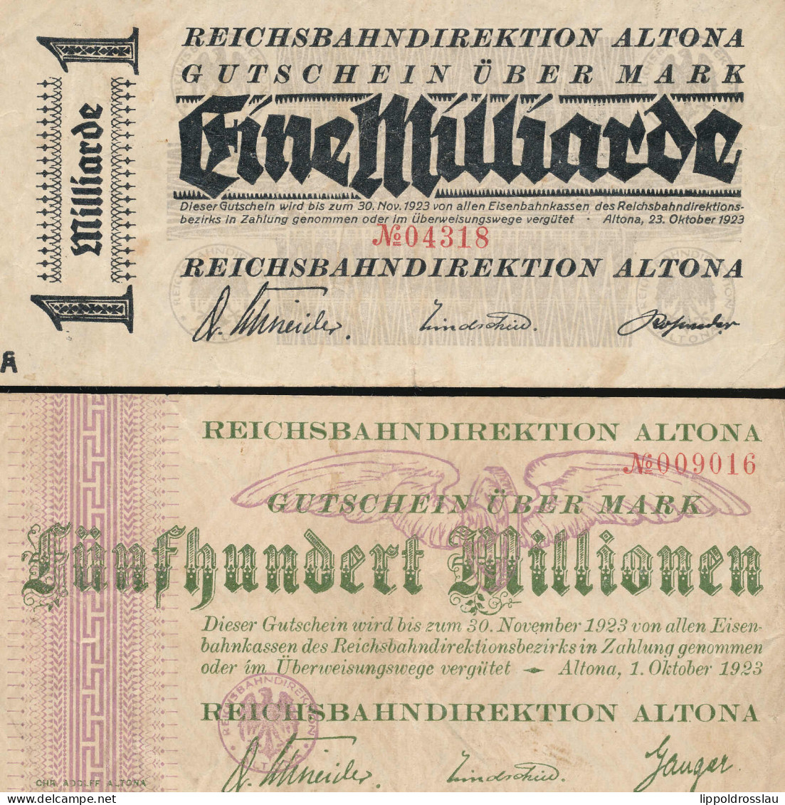 76 Stck. Reichsbahn-Notgeldscheine Von Altona-Stuttgart, Ganz Ordentlicher Posten - Otros & Sin Clasificación