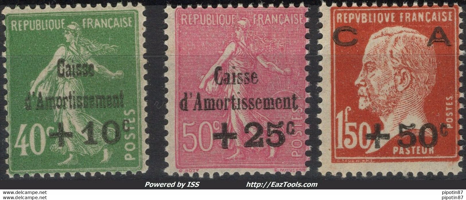 FRANCE SERIE CAISSE D'AMORTISSEMENT N° 253/255 NEUF ** SANS CHARNIERE - Ongebruikt