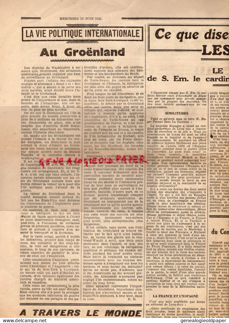 LIMOGES-GUERRE 1939-45- WW2-LA CROIX-18 JUIN 1941-PETAINCARDINAL GERLIER ESPAGNE-VICHY-PIE XII FETE PENTECOTE-BOUDINHON - Historische Documenten