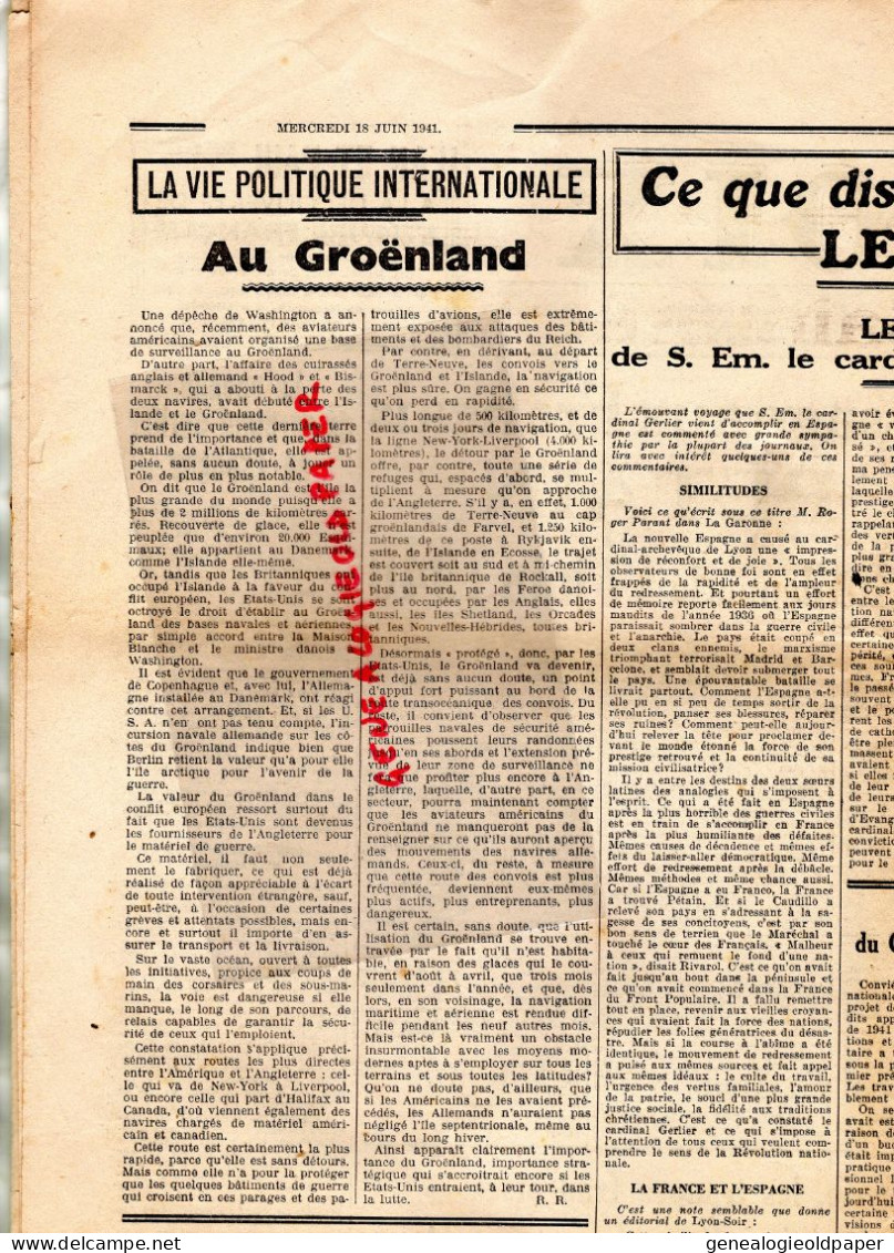 LIMOGES-GUERRE 1939-45- WW2-LA CROIX-18 JUIN 1941-PETAINCARDINAL GERLIER ESPAGNE-VICHY-PIE XII FETE PENTECOTE-BOUDINHON