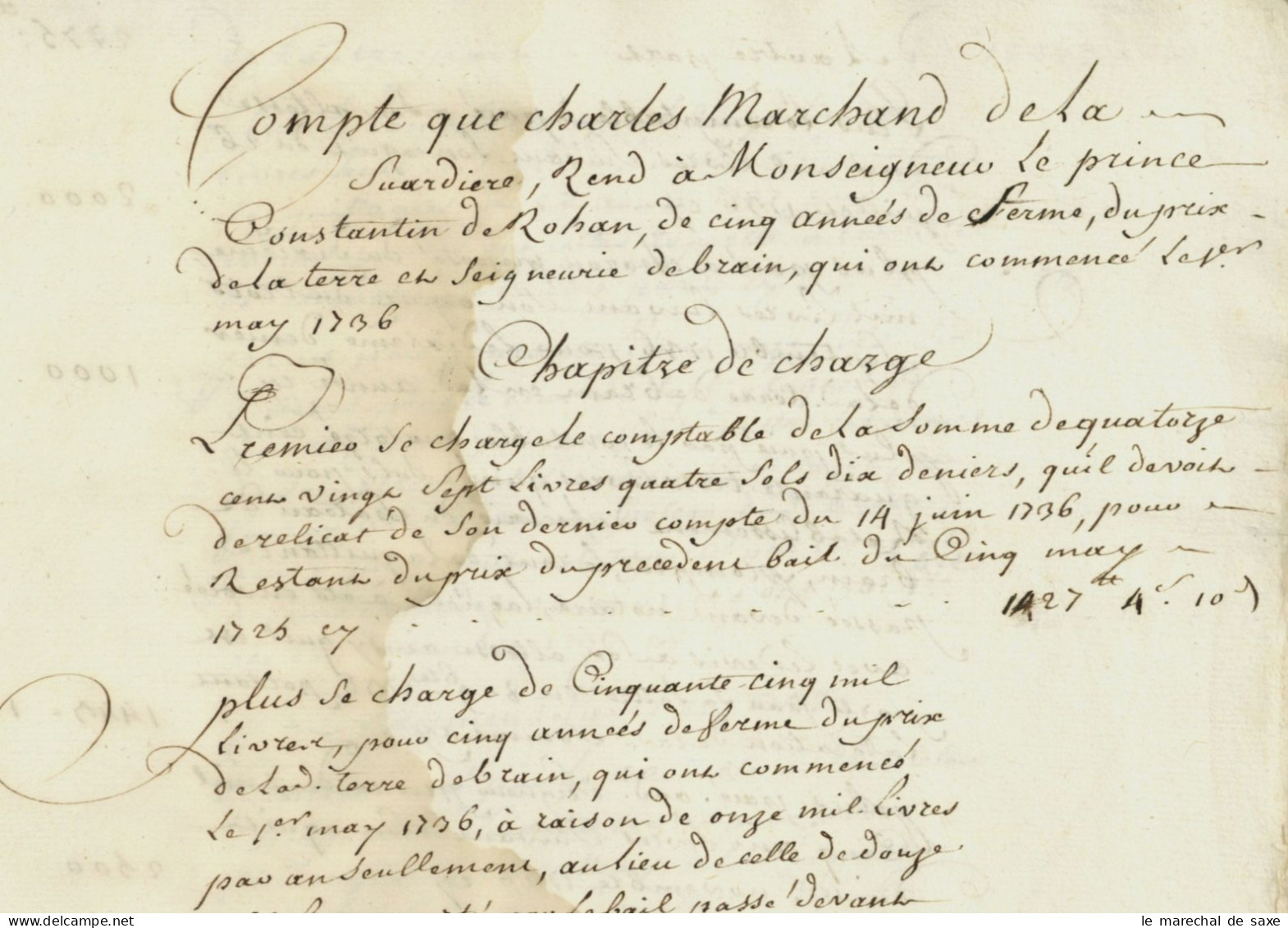LCC De Rohan-Guemene (1697-1779) Cardinal 1er Aumonier Du Roi Autographe 1741 Brain-sur-l'Authion - Personajes Historicos
