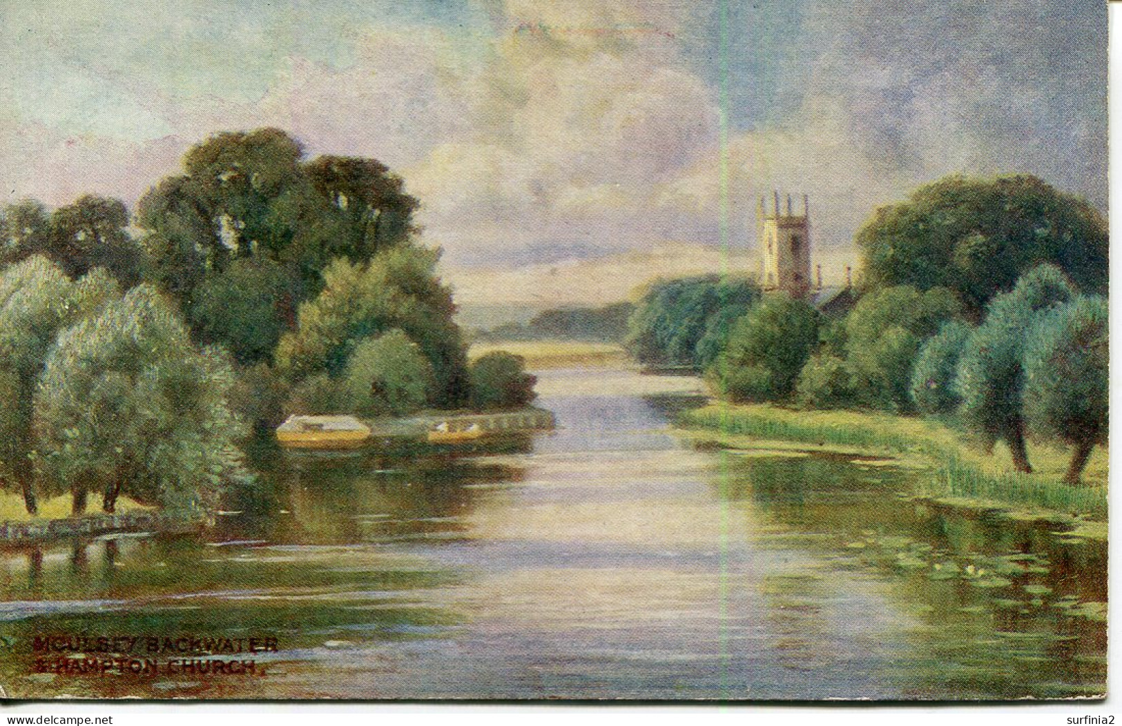 MISCELLANEOUS ART - MOULSEY BACKWATER, HAMPTON CHURCH  Art633 - Middlesex