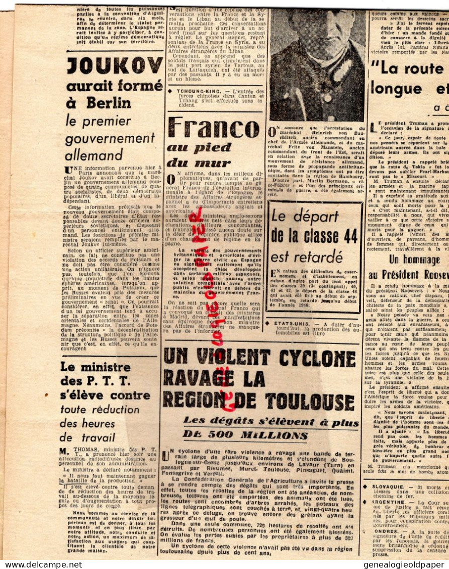 LIMOGES-GUERRE 1939-45- WW2-LA MARSEILLAISE DU CENTRE-3-9-1945-LIBERATION- JAPON-MAC ARTHUR-VON BRAUCHITSCH-JOUKOV - Historische Dokumente