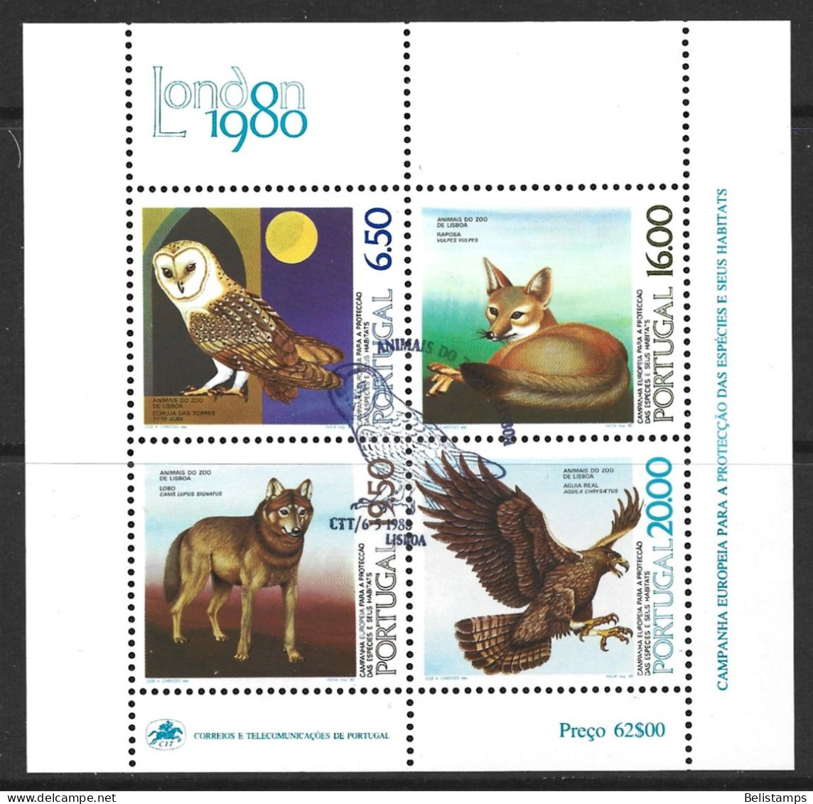 Portugal 1980. Scott #1465a (U) Lisbon Zoo Animals & London 80  *Complete* - Oblitérés