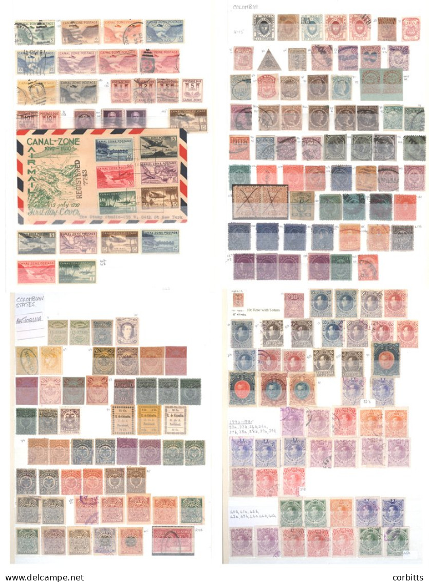 SOUTH & CENTRAL AMERICA Large Collection (all Periods To 1960) Incl. Canal Zone; Colombia With Early Imperfs, Private Ai - Andere & Zonder Classificatie