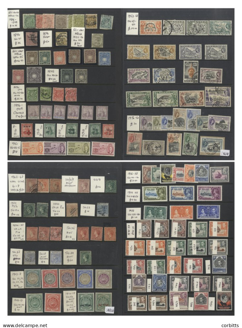 BRITISH COMMONWEALTH QV-QEII M & U Ranges On Hagner Leaves, Ranges Incl. Antigua With A Few QV Incl. 1863 1d Unused, 190 - Sonstige & Ohne Zuordnung