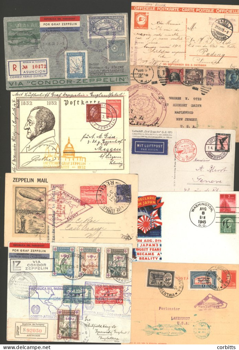 ZEPPELIN Group Of Flown Covers And Cards In A Packet Incl. USA 1929 5c, 50c,  &  On 'Round The World' Lakehurst To Lakeh - Sonstige & Ohne Zuordnung