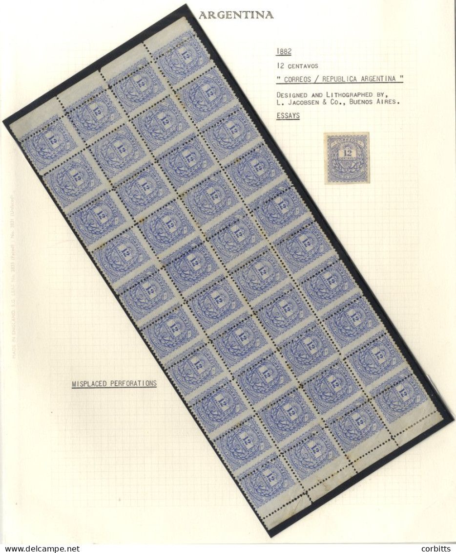 1882 12c Ultramarine (SG.54) UM Block Of Forty Showing A Severe Perforation Misalignment Of Vertical Perfs (odd Tone & M - Sonstige & Ohne Zuordnung