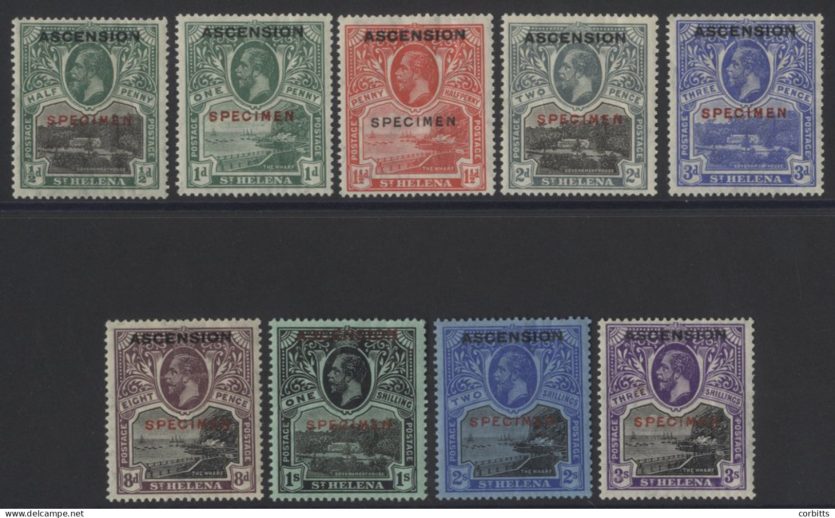 1922 Set, Optd SPECIMEN, Some Gum Creasing, SG.1s/9s. (9) Cat. £800 - Other & Unclassified