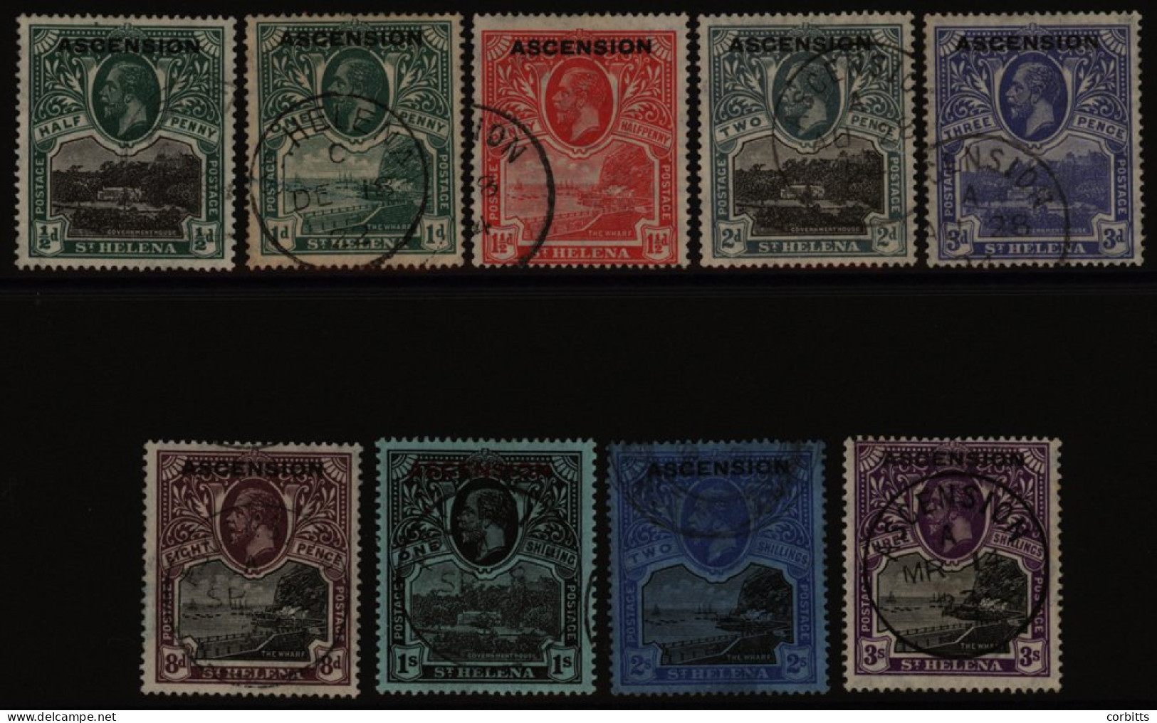 1922 Optd Defin Set VFU, SG.1/9. Cat. £475. - Sonstige & Ohne Zuordnung