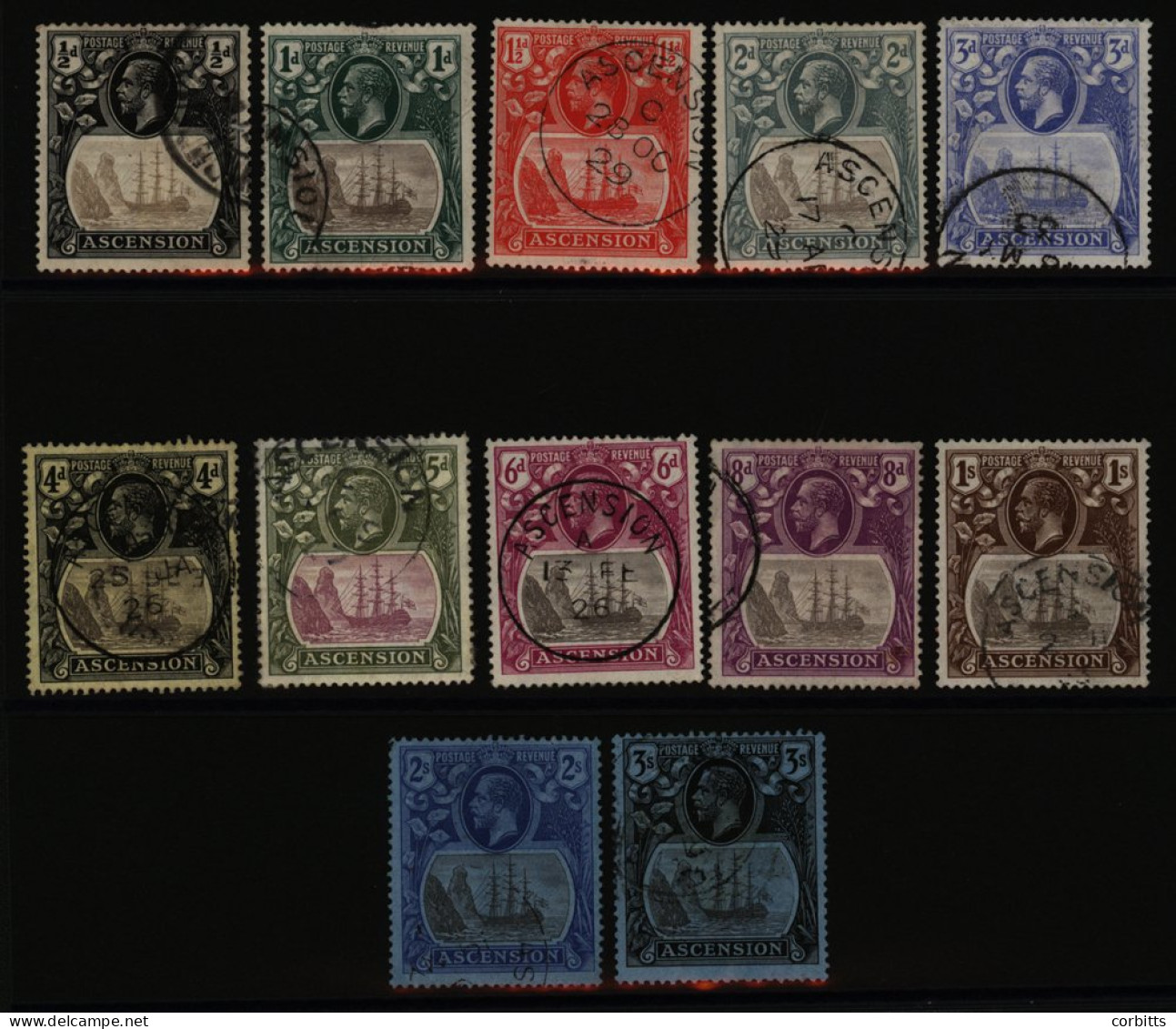 1924-33 MSCA Set, VFU (1d - Creased, 6d & 8d - Perf Faults), SG.10/20, Cat. £600 (12). - Other & Unclassified