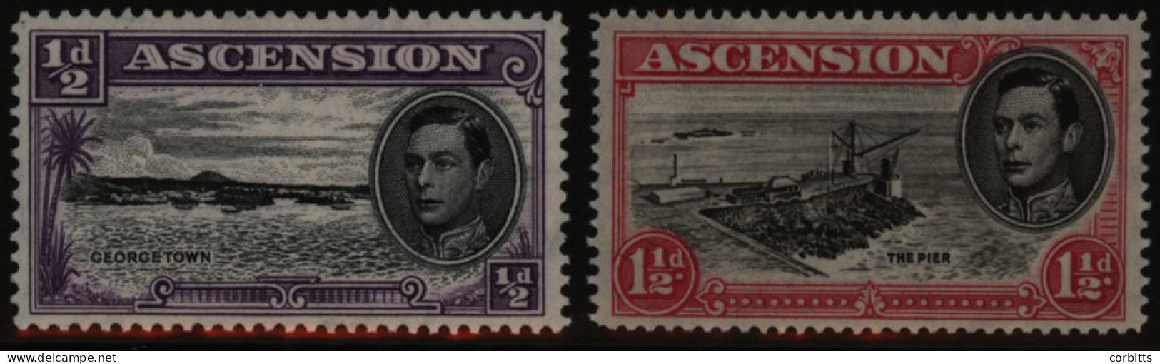 1938-53 P.13 ½d Black & Violet Showing 'long Centre Bar To 'E' Variety M, SG.38ba & P.14 1½d Black & Rose Carmine Showin - Otros & Sin Clasificación