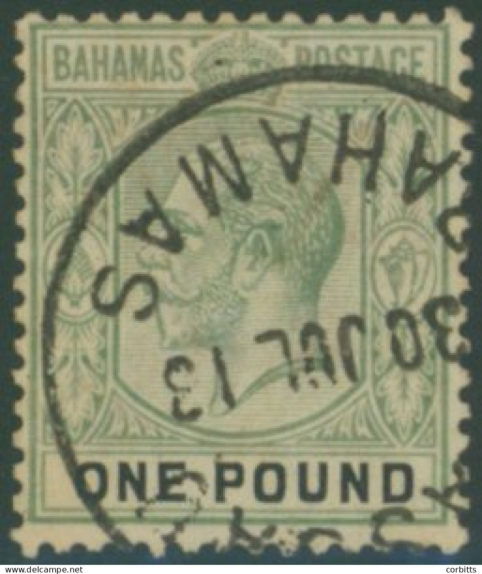 1912-19 MCCA £1 Green & Black VFU, SG.89a. (1) Cat. £375 - Other & Unclassified