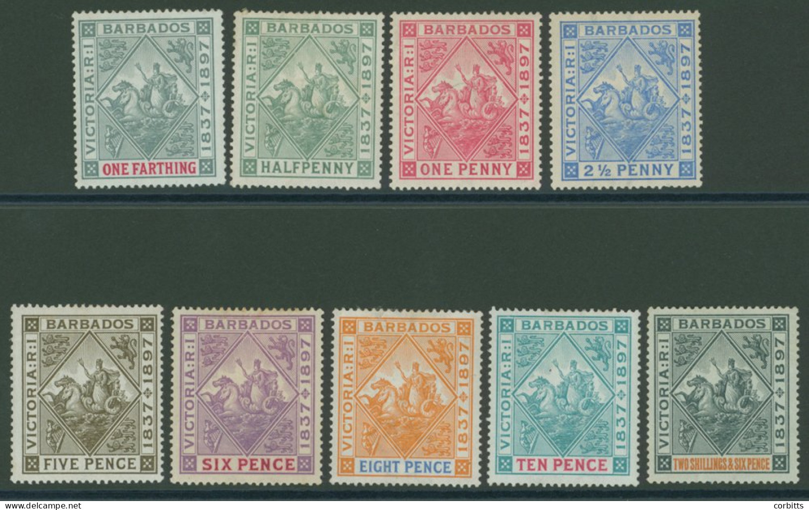 1897 Diamond Jubilee Set, Good M, SG.116/124. (9) Cat. £325 - Other & Unclassified