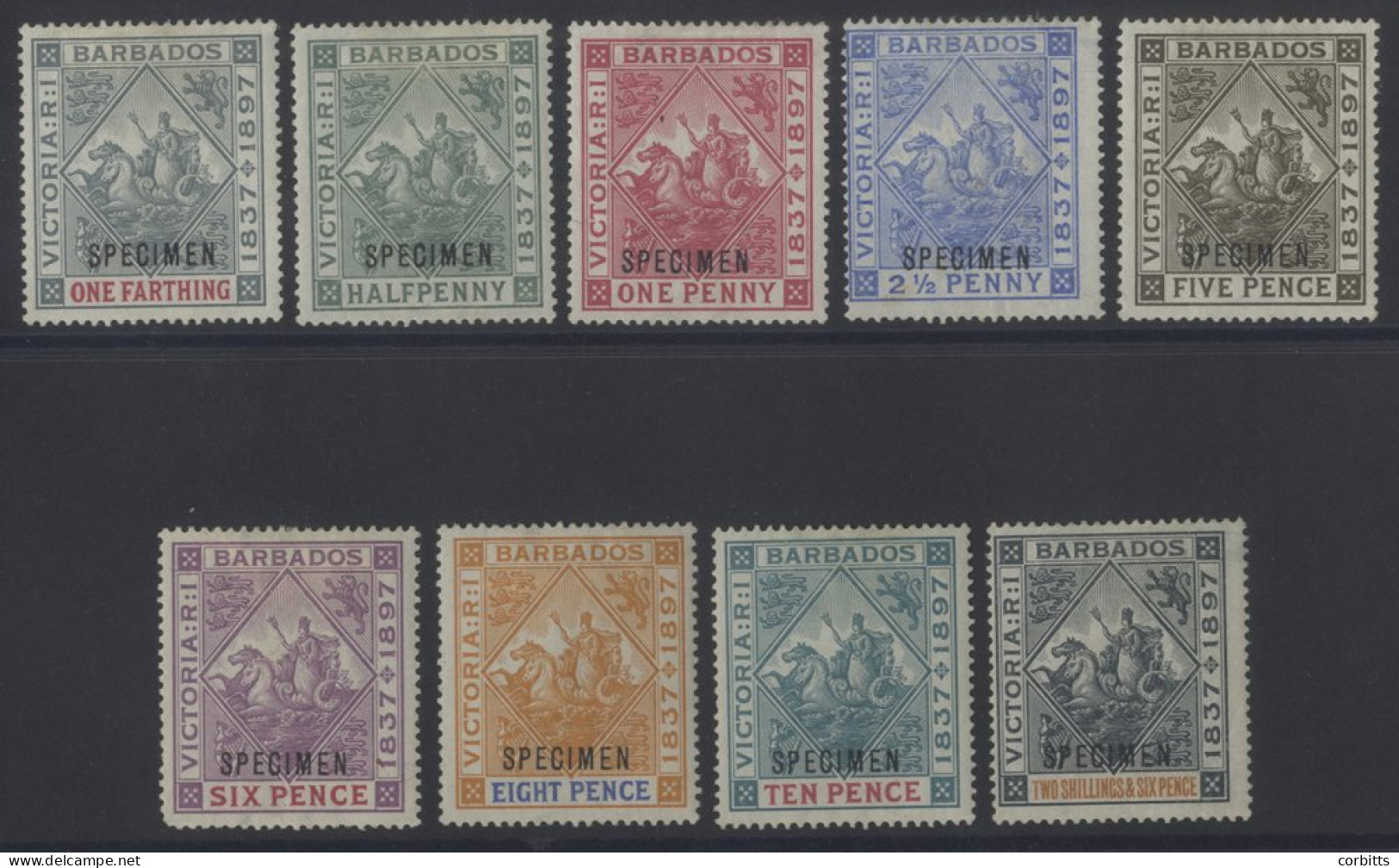 1897 Diamond Jubilee Set, Optd SPECIMEN, O.g (6d Rounded Corner Perf), SG.116s/124s, Cat. £300 (9) - Other & Unclassified