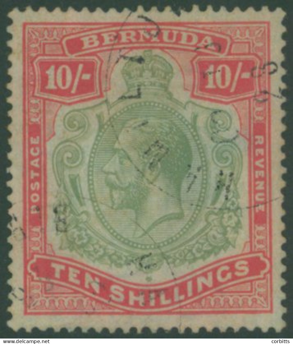 1918-22 MCCA 10s Green & Red On Pale Bluish Green Showing The 'damaged Leaf At Bottom Right' Variety, Lightly Used, Colo - Andere & Zonder Classificatie