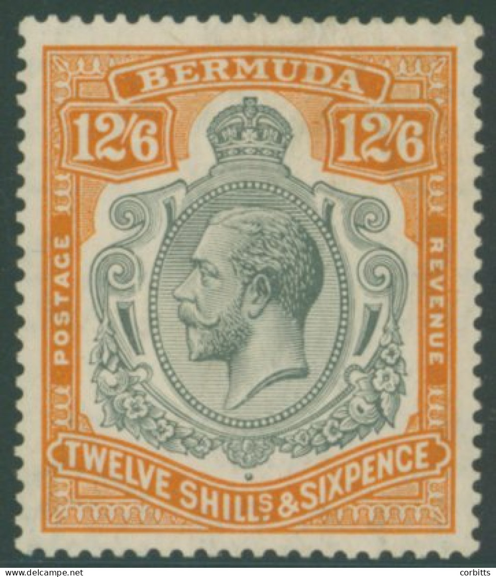 1924-32 MSCA 12/6d Grey & Orange Showing The 'break In Lines Below Left Scroll' Variety, M (usual Toned Gum), SG.93e. (1 - Autres & Non Classés