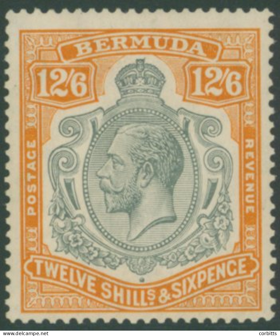 1924-32 MSCA 12/6d Grey & Orange, Showing 'gash In Fruit & Leaf' Variety, Centred Low, M (toned Gum), SG.93g. (1) Cat. £ - Other & Unclassified