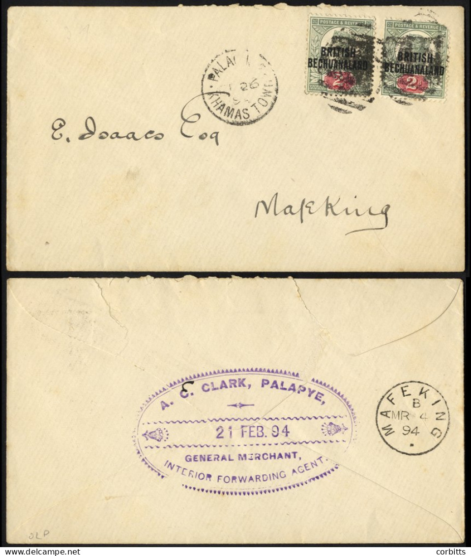 1894 (26 Feb) Isaacs Envelope To Mafeking, Bearing 1891 2d (2, One With Damaged Corner), Tied By Smudge '676' Barred Num - Sonstige & Ohne Zuordnung