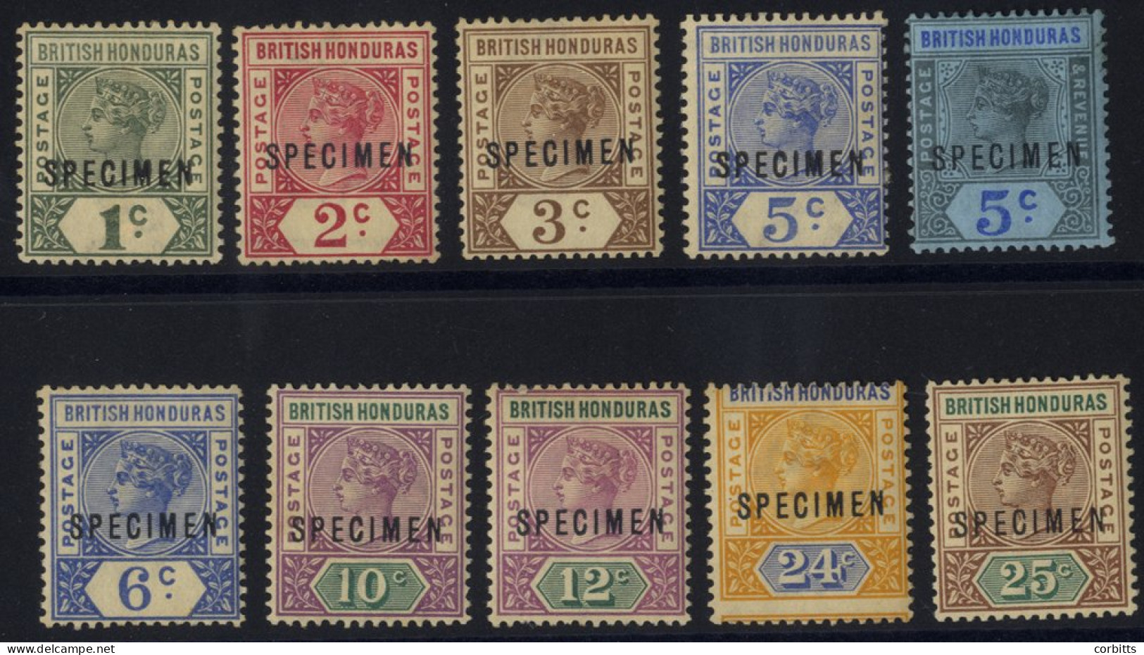 1891-1901 CCA 1c To 25c, Optd SPECIMEN, Toned Gum, SG.51s/61s. (10) - Andere & Zonder Classificatie