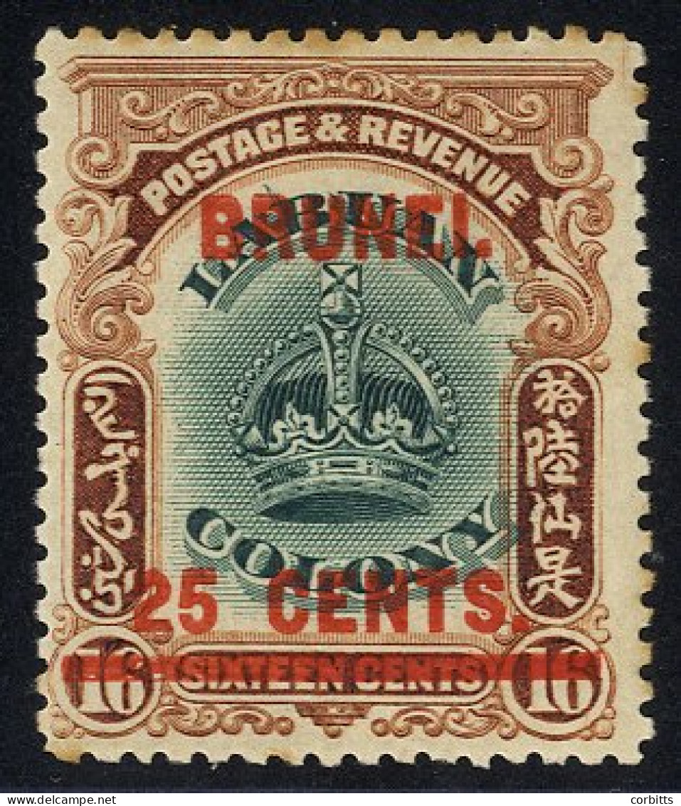 1906 25c On 16c Green & Brown With 'line Through 'B' Of 'LABUAN' Variety, Unused (small Part Gum). Very Scarce & Rarely  - Andere & Zonder Classificatie