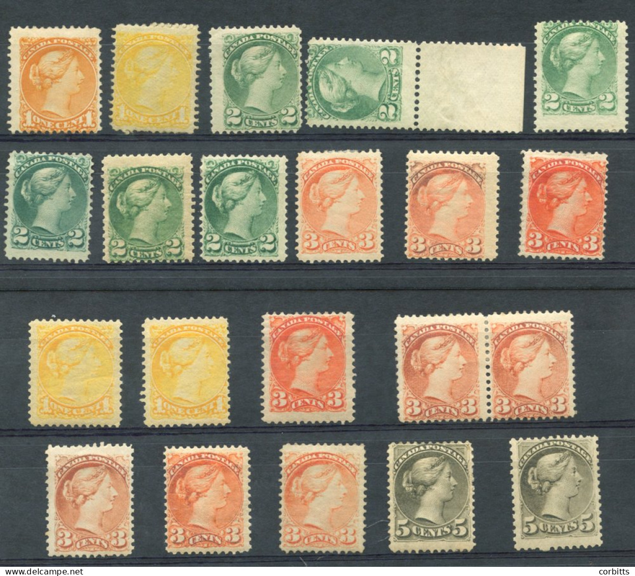 1873-1929 Montreal Printing Small Queen, Unused & M Selection With 1c (4) - One Unused, 2c (6) Incl. One Marginal, 3c (9 - Otros & Sin Clasificación