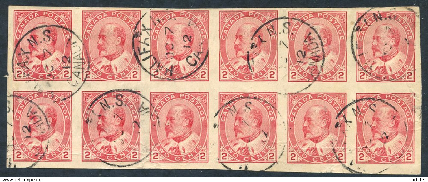 1903 KEVII 2c Pale Rose Carmine, Imperf Block Of Twelve, Cancelled Halifax C.d.s's For OCT.7.12, Some Faults But Good Ap - Other & Unclassified